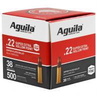 Aguila Super Extra High Velocity 22LR 38gr Copper-Plated Hollow Point 500rd box - 1B221118 Aguila Super Extra High Velocity 22LR 38gr Copper-Plated Hollow Point 500rd box - 1B221118