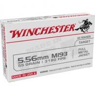 Winchester Full Metal Jacket 5.56x45mm NATO Ammo 55 gr 20 Round Box