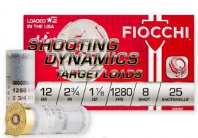 Fiocchi Shooting Dynamics Target Load  12 Gauge Ammo 1-1/8oz #8 shot  25 Round Box