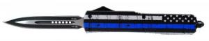 Templar Knife Back The Blue Slim 3.50" Dagger Plain Black 440C Stainless Steel Blue/White/Black Zinc Aluminum Alloy Hand - MBTB131 Templar Knife Back The Blue Slim 3.50" Dagger Plain Black 440C Stainless Steel Blue/White/Black Zinc Aluminum Alloy Hand - MBTB131