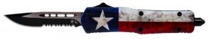 Templar Knife Captain 2.25" Drop Point Part Serrated Black 440C Stainless Steel Red/Blue/White Star Zinc Aluminum Alloy. - SCAP631 Templar Knife Captain 2.25" Drop Point Part Serrated Black 440C Stainless Steel Red/Blue/White Star Zinc Aluminum Alloy. - SCAP631