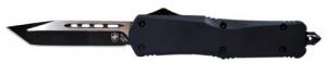 Templar Knife Black Rubber 3.50" Tanto Plain Black 440C Stainless Steel Black Rubber Coated Aluminum Handle OTF