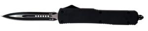 Templar Knife Black Rubber Slim 3.50" Dagger Plain Black 440C Stainless Steel Black Rubber Coated Aluminum Handle OTF