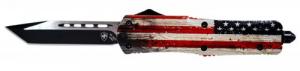 Templar Knife Wood US Flag 3.50" Tanto Plain Black 440C Stainless Steel Painted Wood Grain US Flag Zinc Aluminum Alloy H - LWUS231