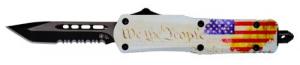 Templar Knife We The People Small 2.25" Tanto Part Serrated Black 440C Stainless Steel US Flag Zinc Aluminum Alloy Handl - SWTP531 Templar Knife We The People Small 2.25" Tanto Part Serrated Black 440C Stainless Steel US Flag Zinc Aluminum Alloy Handl - SWTP531
