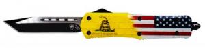 Templar Knife Don't Tread on Me 3.50" Tanto Plain Black 440C Stainless Steel Red, White, Blue, Yellow Zinc Aluminum All - LDTOM231 Templar Knife Don't Tread on Me 3.50" Tanto Plain Black 440C Stainless Steel Red, White, Blue, Yellow Zinc Aluminum All - LDTOM231
