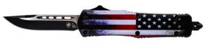 Templar Knife US Flag 3.50" Drop Point Plain Black 440C Stainless Steel US Flag Zinc Aluminum Alloy Handle OTF - LUS331