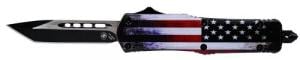 Templar Knife US Flag Small 2.25" Tanto Plain Black 440C Stainless Steel US Flag Zinc Aluminum Alloy Handle OTF - SUS231 Templar Knife US Flag Small 2.25" Tanto Plain Black 440C Stainless Steel US Flag Zinc Aluminum Alloy Handle OTF - SUS231