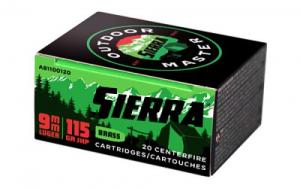 Sierra Outdoor Master Jacketed Hollow Point 9mm Ammo 115 gr 20 Round Box