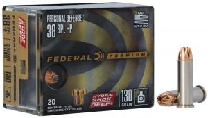 Federal Premium Personal Defense 38 Spl + P 130 gr Hydra-Shok Deep Hollow Point 20 Bx/ 10 Cs - P38HSD1 Federal Premium Personal Defense 38 Spl + P 130 gr Hydra-Shok Deep Hollow Point 20 Bx/ 10 Cs - P38HSD1