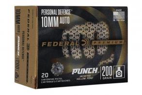 Federal Personal Defense Punch 10mm Auto 200 gr Jacketed Hollow Point 20rd box - PD10P1 Federal Personal Defense Punch 10mm Auto 200 gr Jacketed Hollow Point 20rd box - PD10P1