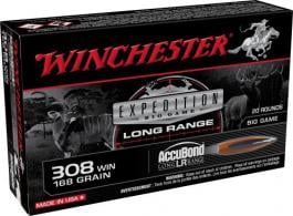 Winchester Ammo Expedition Big Game Long Range 308 Win 168 gr AccuBond Long Range 20 Bx/10 Cs - S308LR Winchester Ammo Expedition Big Game Long Range 308 Win 168 gr AccuBond Long Range 20 Bx/10 Cs - S308LR