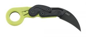 Columbia River Provoke Zap 2.47" Folding Plain Black Stonewashed 1.4116 Steel Blade Bright Green Grivory w/Brass Bolts Han - 4041G