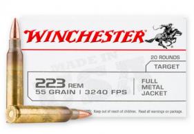 Winchester USA  223 Remington  55 gr FMJ 20 Round Box - W223K