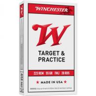 Winchester Target Rifle Ammunition .223 Rem 55 gr. FMJ 3240 fps 20/ct - W223K