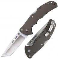 Cold Steel Code 4 3.50" Folding Tanto Plain Polished Satin S35VN Blade Gun Metal Gray Aluminum Handle - CS-58PT