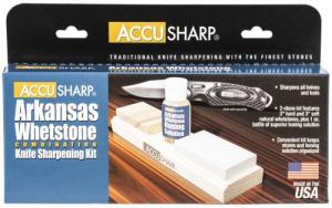 AccuSharp Whetstone Combo Kit Fine, Coarse Natural Arkansas Stone Sharpener Includes Honing Oil - 023C