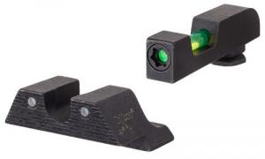 Trijicon DI Night Sight Set fits For Glock 42, 43, 43X, 48 Tritium/Fiber Optic Green Front, Green Rear Black Frame - 601106