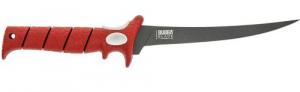Bubba Tapered Flex 7" Fixed Fillet Plain TiCN Carbon SS Blade Red/Black Non-Slip Handle