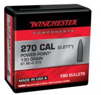 Winchester Ammo Centerfire Rifle Reloading 270 Win .277 130 gr Power-Point (PP) 100 Per Box - WB270P130X