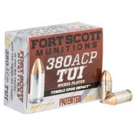 Fort Scott Munitions TUI Solid Copper 380 ACP Ammo 95 gr 20 Round Box - 380095SCV Fort Scott Munitions TUI Solid Copper 380 ACP Ammo 95 gr 20 Round Box - 380095SCV