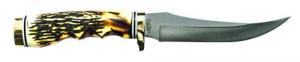 Uncle Henry Golden Spike Rat Tail Tang 5" Fixed Clip Point Plain 7Cr17MoV High Carbon SS Blade Staglon With Nickel Silve - 153UHCP Uncle Henry Golden Spike Rat Tail Tang 5" Fixed Clip Point Plain 7Cr17MoV High Carbon SS Blade Staglon With Nickel Silve - 153UHCP