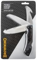 Browning Primal Kodiak 3.75" Folding Drop Point/Gut Hook/Saw Gut Hook/Saw/Plain 8Cr13MoV SS Blade Black Polymer Overmold