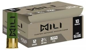 Mili Custom  Lead Rifled Slug 12 Gauge Ammo 2-3/4" 1 oz 10 Round Box - M12RIFSLUG
