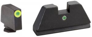 AmeriGlo Tall Suppressor Height Sight XL i-Dot Tritium Green w/LimeLumi Outline Front Green Rear Black Frame For Glock - GL391 AmeriGlo Tall Suppressor Height Sight XL i-Dot Tritium Green w/LimeLumi Outline Front Green Rear Black Frame For Glock - GL391