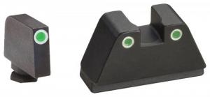 AmeriGlo Tall Suppressor Height Sight 2XL Classic Tritium Green w/White Outline Front & Rear Black Frame For Glock Exc