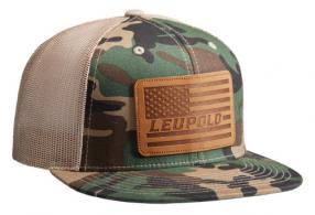 Leupold 172593 Trucker Woodland Camo/Khaki Semi-Structured American Flag Patch - 32