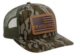LEU LEATHER FLAG TRUCKER HAT BMLND CAMO/GRN - 172600
