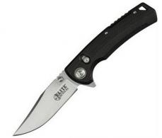 Elite Tactical Chaser 3.50" Folding Clip Point Plain Satin D2 Steel Blade/ Black G10 Handle Features Clamshell Packag