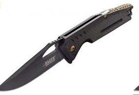 Elite Tactical Pyrodex 3.30" Folding Drop Point Plain Black - ETFDR008BKCS