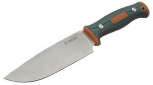Outdoor Life Camp 6" Fixed Chef Plain Satin 7Cr17MoV Stainless Steel Blade FRN Green/Orange Handle - OLFIX002OGN