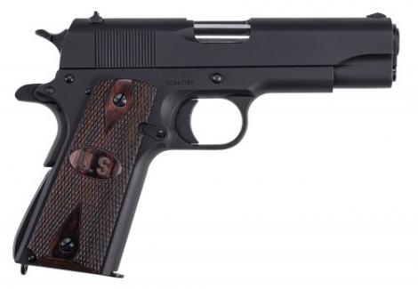 Auto-Ordnance 1911-A1 Commander 45 ACP 4.25" 7+1 Matte Black Steel Checkered Wood with Integrated US Logo Grip