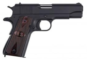 Auto-Ordnance 1911-A1 Commander 45 ACP 4.25" 7+1 Matte Black Steel Checkered Wood with Integrated US Logo Grip