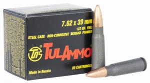 Tula Ammo by American Ammo TULA762OS Rifle 7.62x39mm 122 gr Full Metal Jacket (FMJ) Steel Case 20 Bx/50 Cs - 1158