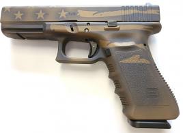 Glock G17 Gen3 Black/Coyote Battle Worn Flag 9mm Pistol - PI1750204BBBWFLAG Glock G17 Gen3 Black/Coyote Battle Worn Flag 9mm Pistol - PI1750204BBBWFLAG