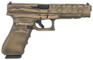 Glock G35 Gen4 Competition MOS Black/Coyote Battle Worn Flag 40 S&W Pistol