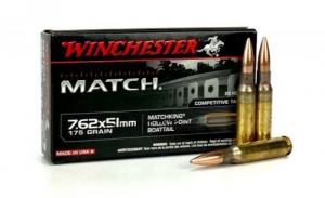 Winchester Ammo Match 7.62x51mm NATO 175 gr Boat-Tail Hollow Point (BTHP) 20 Bx/ 25 Cs