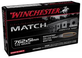 Winchester Ammo Match 7.62x51mm NATO 175 gr Boat-Tail Hollow Point (BTHP) 20 Bx/ 25 Cs - S76251M