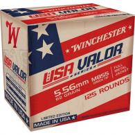 Winchester USA Valor Full Metal Jacket 5.56x45mm NATO Ammo 55 gr 125 Round Box