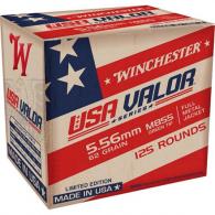 Winchester USA Valor Full Metal Jacket 5.56x45mm NATO Ammo 55 gr 125 Round Box - USA193125