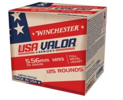 Winchester USA Valor Full Metal Jacket 5.56x45mm NATO Ammo 55 gr 125 Round Box - USA193125 Winchester USA Valor Full Metal Jacket 5.56x45mm NATO Ammo 55 gr 125 Round Box - USA193125