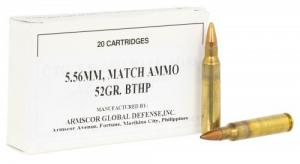 Armscor Rifle Ammo Match Proof 5.56x45mm NATO 52 gr Boat-Tail Hollow Point (BTHP) 20 Bx/ 50 Cs