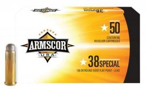 Armscor USA .38 Spc 158 gr Lead Round Nose Flat Point (LRNFP) 50 Per Box/20 Cs - FAC385N Armscor USA .38 Spc 158 gr Lead Round Nose Flat Point (LRNFP) 50 Per Box/20 Cs - FAC385N