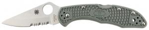 Spyderco Delica 4 Lightweight 2.88" Folding Drop Point Part Serrated VG-10 Stainless Steel Blade FRN Foliage Green Handl - C33PSFG