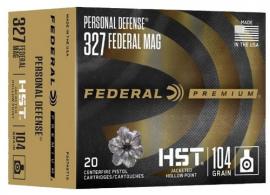Federal Premium Personal Defense 327 Federal Mag 104 gr Jacketed Hollow Point (JHP) 20 Bx/ 10 Cs - P327HST1S Federal Premium Personal Defense 327 Federal Mag 104 gr Jacketed Hollow Point (JHP) 20 Bx/ 10 Cs - P327HST1S