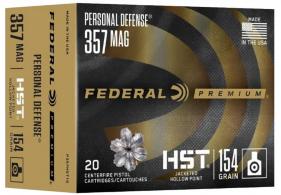 Federal Premium Personal Defense .357 MAG 154 gr Jacketed Hollow Point (JHP) 20 Bx/ 10 Cs - P357HST1S Federal Premium Personal Defense .357 MAG 154 gr Jacketed Hollow Point (JHP) 20 Bx/ 10 Cs - P357HST1S